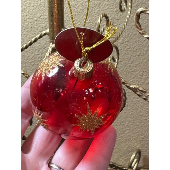 Home For The Holidays Red & Gold Glass Christmas Ornament With Star Design  NEW - Picture 4 of 8